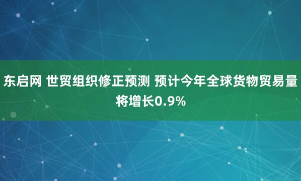 东启网 世贸组织修正预测 预计今年全球货物贸易量将增长0.9%